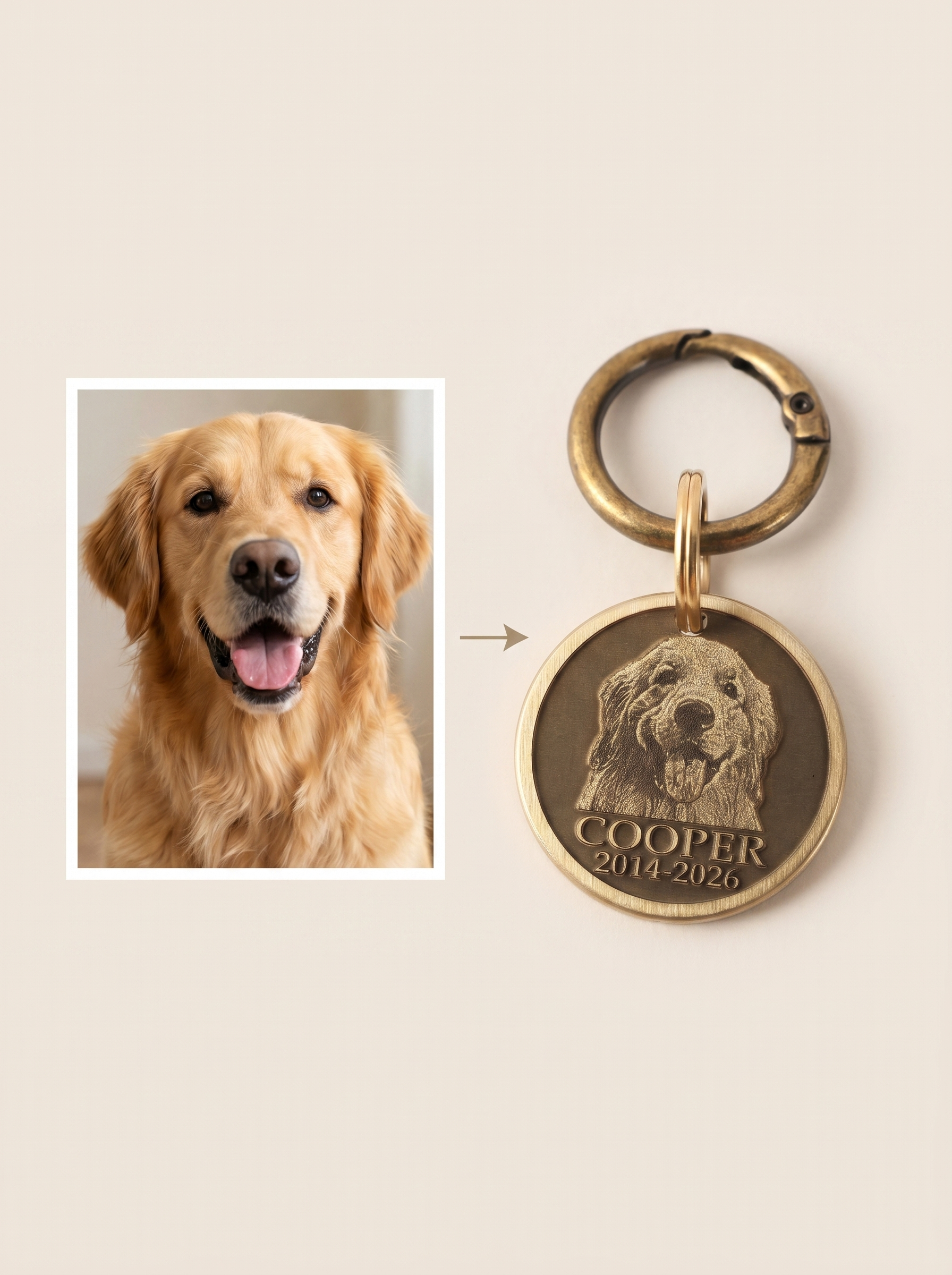 EverGlow™ Personalized Double-Sided Pet Portrait Pendant (Keychain & Necklace)